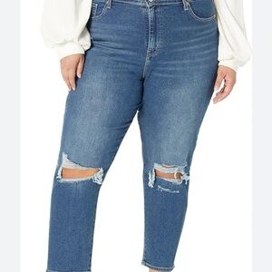 DenimCo distressed raw hem mom jeans size 14